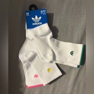 NWT Adidas Luna High Quarter Socks Large (Women’s 10-13 Men’s 8-12) 3 Pair